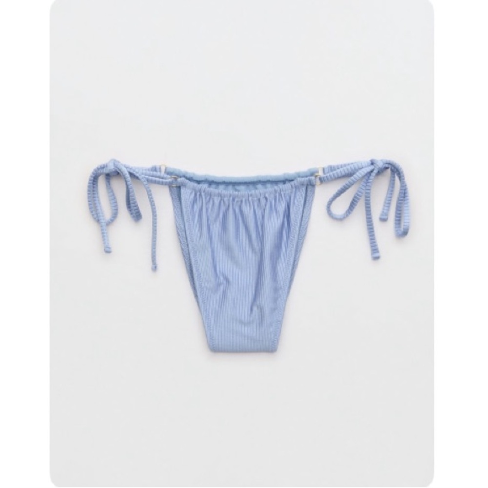 Aerie Shine Rib Tie Bandeau - Light Blue